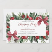 Invitation Festif Tree Balls & Bow Wreath Christmas Party (Devant)