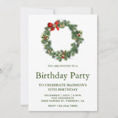Invitation Festif Vacances de Noël Wreath Anniversaire (Devant)