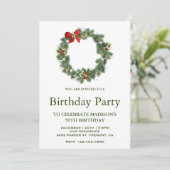 Invitation Festif Vacances de Noël Wreath Anniversaire (Debout devant)