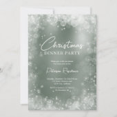 Invitation Festif vert blanc neige élégant Noël (Devant)