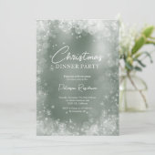 Invitation Festif vert blanc neige élégant Noël (Debout devant)