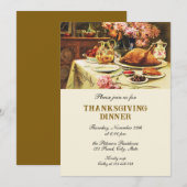 Invitation Festif Vintage traditionnel Thanksgiving Dîner (Devant / Derrière)