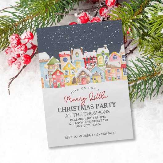 Invitation Festif Winter Snow House Twilight Sky Noël