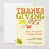 Invitation Festin rouge-brun en baisse de thanksgiving de (Devant / Derrière)