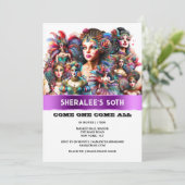 Invitation Festival carnaval présenter femmes costume coloré (Debout devant)