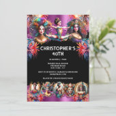 Invitation Festival carnaval spectacle feu d'artifice violet  (Debout devant)