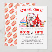 Invitation Festival Carnival Circus Show Enfant Anniversaire (Devant / Derrière)