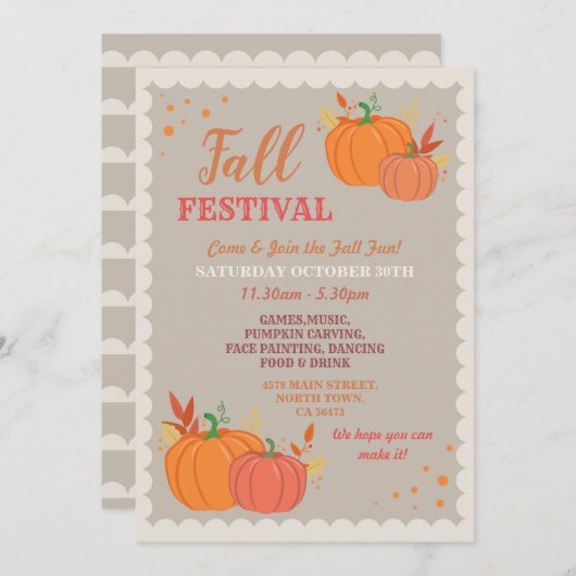 Invitation Festival de la récolte d'automne Feuilles de citro (Devant / Derrière)