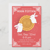 Invitation Festival de Mi-Automne de Cute Bunnies et Mooncake (Devant)