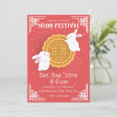 Invitation Festival de Mi-Automne de Cute Bunnies et Mooncake (Debout devant)
