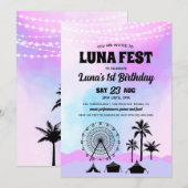 Invitation Festival de musique bleu et violet Anniversaire (Devant / Derrière)
