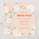 Invitation Festival de musique Daisy Flower Peach Anniversair (Devant / Derrière)