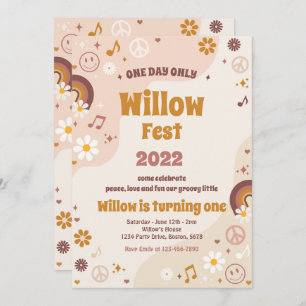 Invitation Festival de musique FloralFest Hippie fête d'anniv