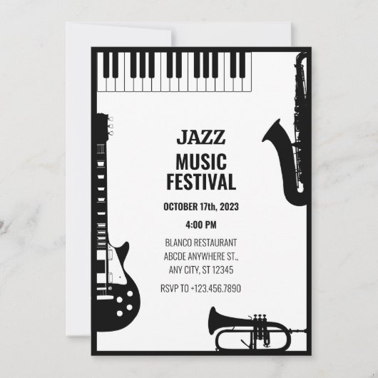 Invitation Festival des instruments de musique jazz (Devant)