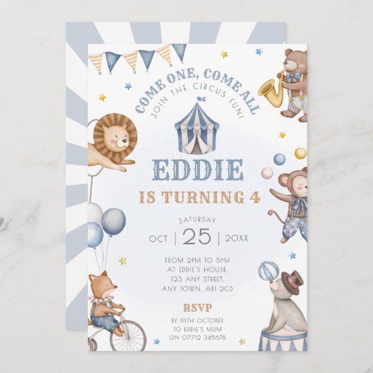 Invitation Festival d'invitation du Cirque bleu (Devant / Derrière)