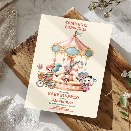 Invitation Festival du Carnaval de cirque Baby shower