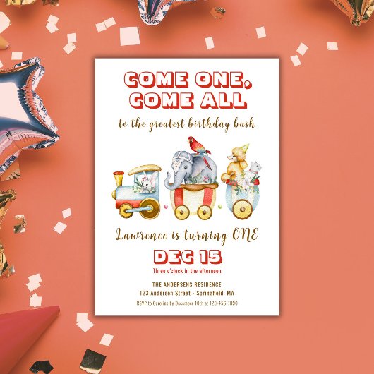 Invitation Festival du Carnaval de cirque Train animal Enfant