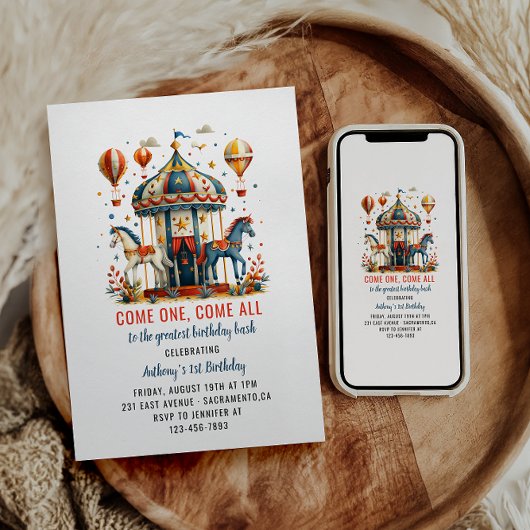 Invitation Festival du Carnaval de Cute Circus 1er anniversai