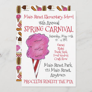 Invitation Festival du carnaval de printemps Pink Cotton Cand
