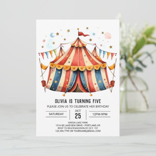 Invitation Festival Editable Joy Circus Anniversaire (Debout devant)