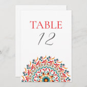 Invitation Festival Elegance Mandala Wedding Table Number (Devant / Derrière)