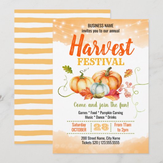 Invitation Festival Harvest (Devant / Derrière)
