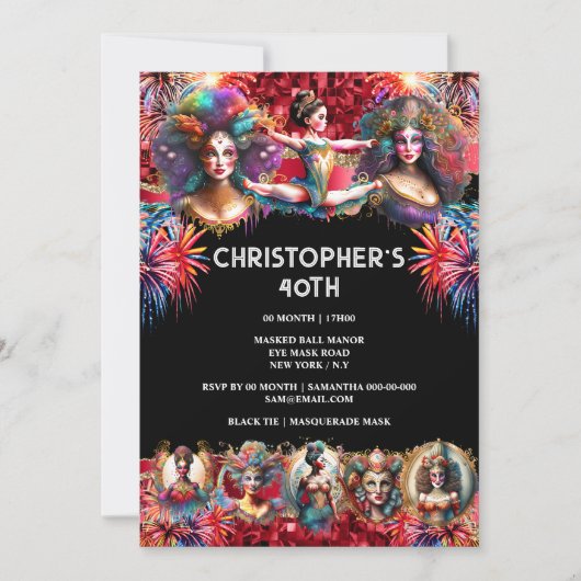 Invitation Festival showmen carnaval fête cirque thème fun (Devant)