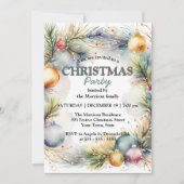 Invitation Festivale Aquarelle Fête Wreath Noël (Devant)