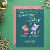 Invitation Festivale calligraphie chats fête de Noël verte