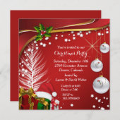Invitation Festivals Festivals Fêtes de Noël Rouge (Devant / Derrière)