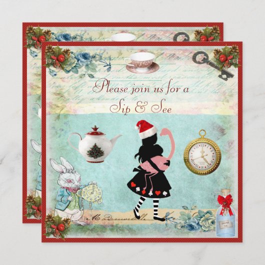 Invitation Festivals Sip & Voir Alice & Flamant rose Baby sho (Devant / Derrière)