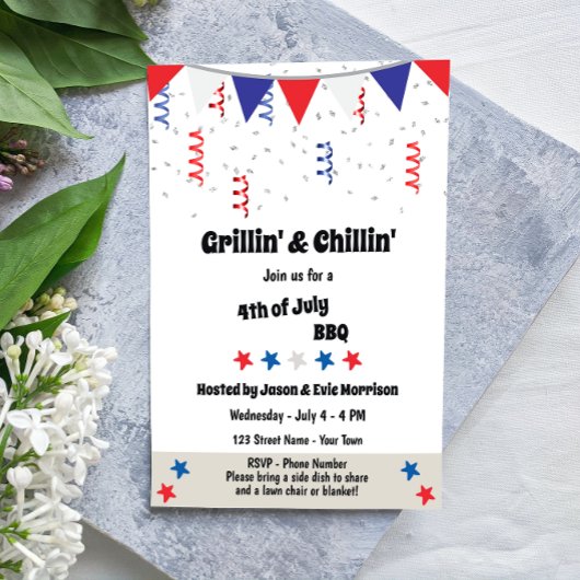 Invitation Festive 4 juillet BBQ