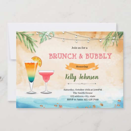 Invitation festive à un brunch de plage (Devant)