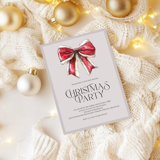 Invitation festive à une soirée de Noël avec noeud