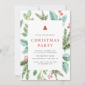 Invitation Festive Aquarelle d'hiver Foliting Fête de Noël (Devant)