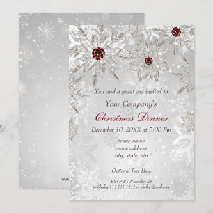 Invitation festive argent rouge pour la fête de No
