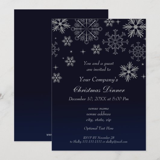 Invitation festive argentée pour soirée de fêtes (Devant / Derrière)