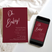 Invitation Festive Baby shower Rouge Bourgogne