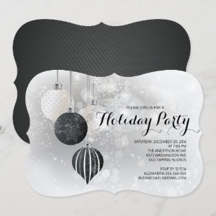 Invitation Festive Black & White Holiday Party