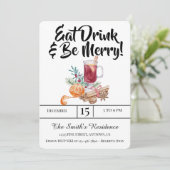 Invitation Festive Boissons Fête Manger Boire & Soyez Joyeux! (Debout devant)
