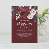 Invitation Festive Burgundy Foliage Christmas Party   (Debout devant)