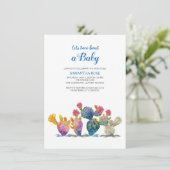Invitation Festive Cactus Baby shower Fiesta (Debout devant)