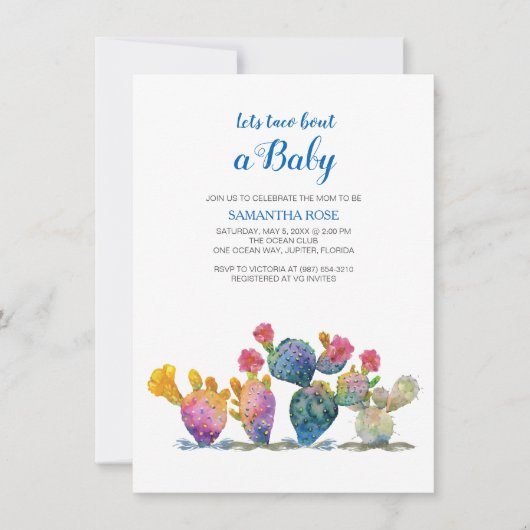 Invitation Festive Cactus Baby shower Fiesta (Devant)