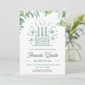 Invitation Festive Cake Green fête d'anniversaire (Debout devant)