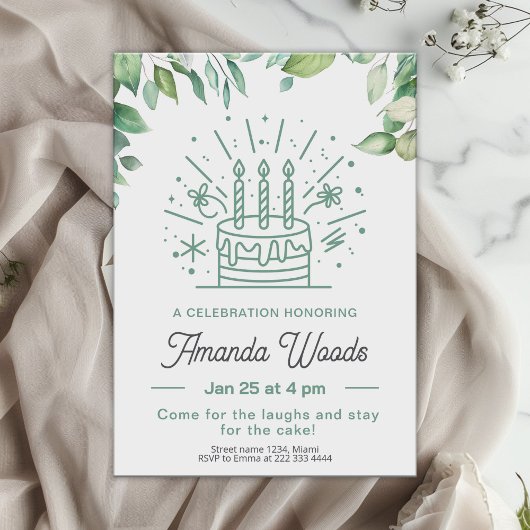 Invitation Festive Cake Green fête d'anniversaire