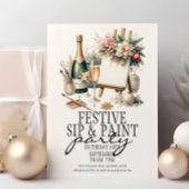 Invitation Festive Champagne Sip and Paint Christmas