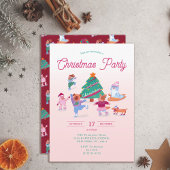 Invitation Festive Chiens mignons Patinage sur glace Patinage