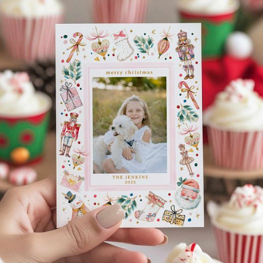 Invitation Festive Christmas Family Photo Card