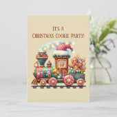 Invitation Festive Christmas gingerbread train party  (Debout devant)
