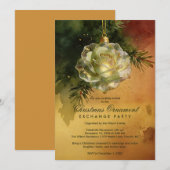 Invitation Festive Christmas Ornament Shaped Like a Rose (Devant / Derrière)